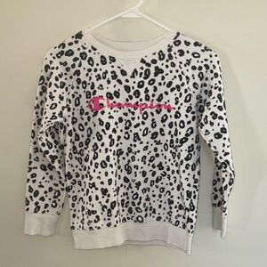 Champion White and Black Leopard Print Kids Sweatshirt